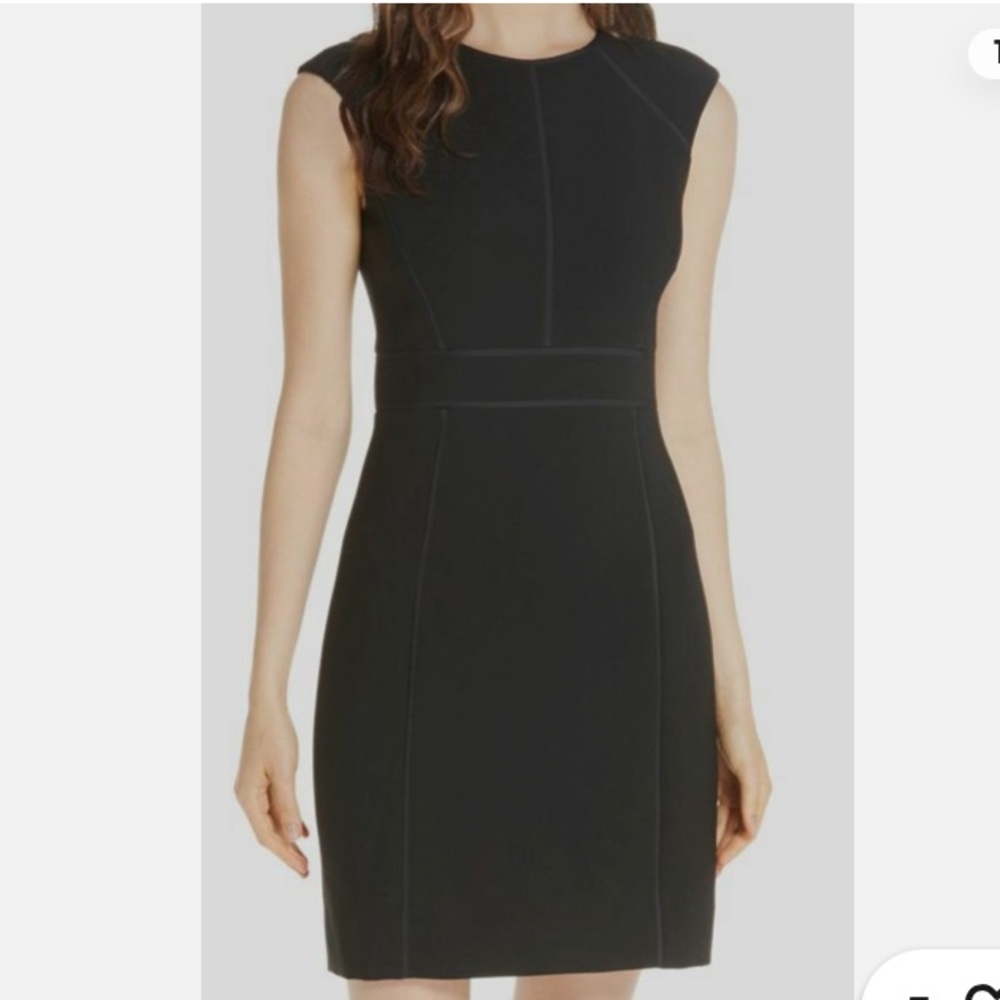Kate Spade Black Stretch Crepe Jewel Neck Sleeveless Sheath Dress Size 0
